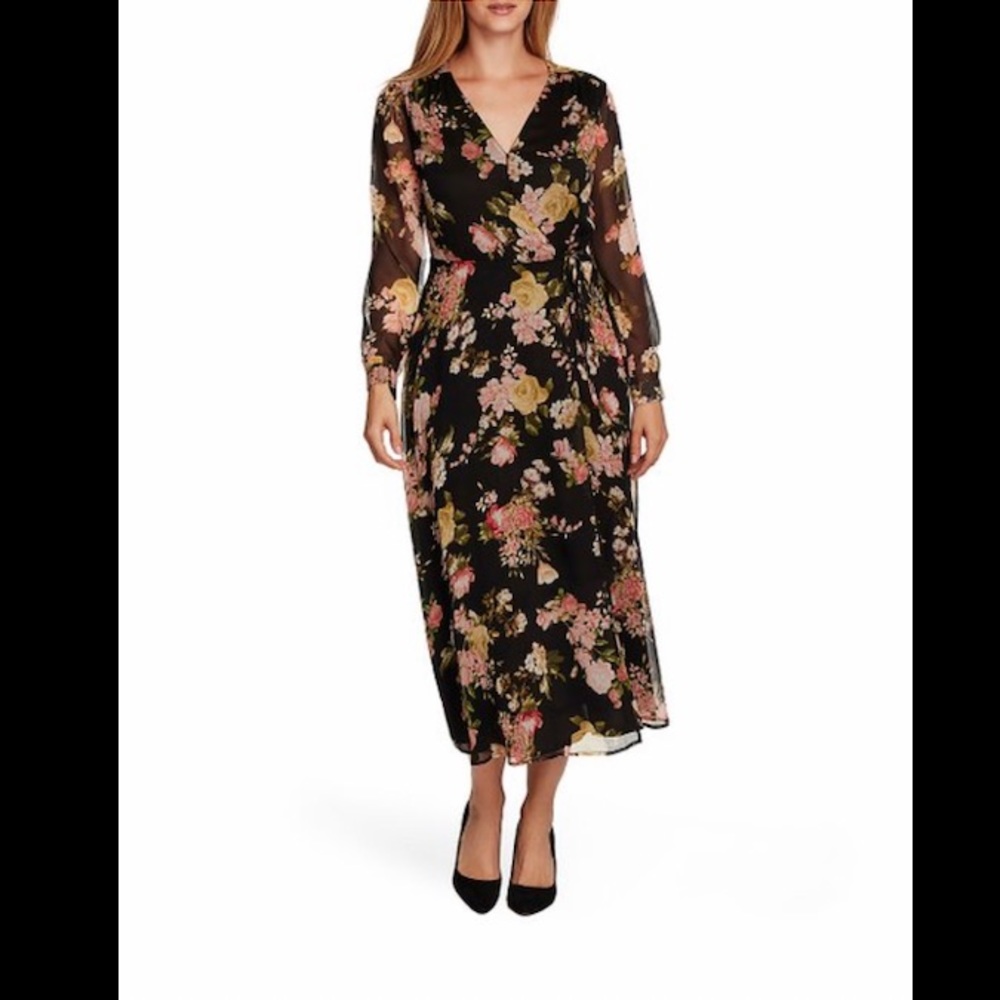 Rich Black Beautiful Blooms Maxi Dress